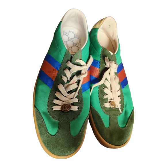 Men's green web accent Gucci low top sneakers size 11 - Picture 6 of 11